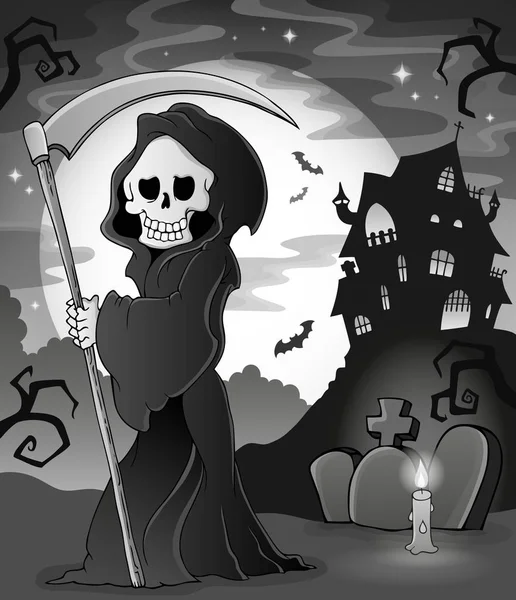 Black and white grim reaper theme 1 — Stock Vector