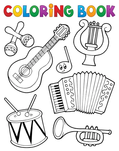 Libro para colorear instrumentos de música 1 — Vector de stock