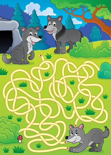 Labyrinthe 29 avec loups — Image vectorielle