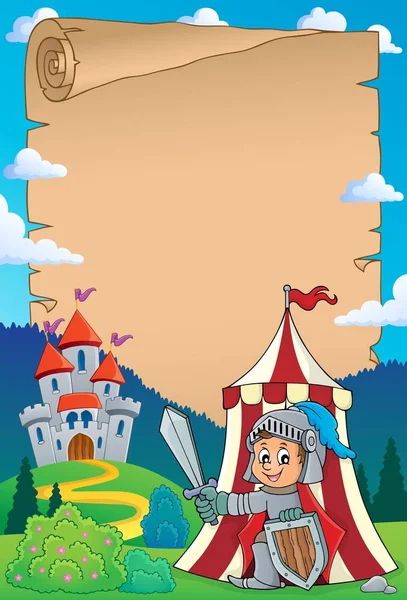 Parchemin avec chevalier par thème de tente 1 — Image vectorielle