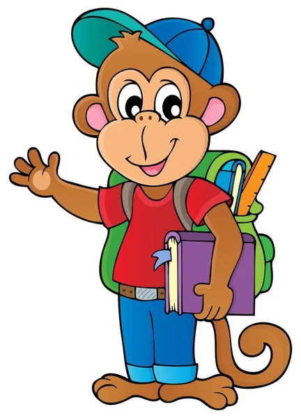 Skolan monkey temabild 1 — Stock vektor