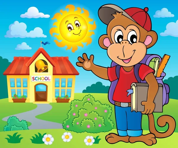 Escola macaco tema imagem 3 —  Vetores de Stock