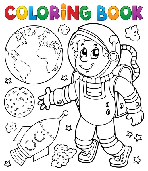 Colorir livro astronauta tema 1 — Vetor de Stock