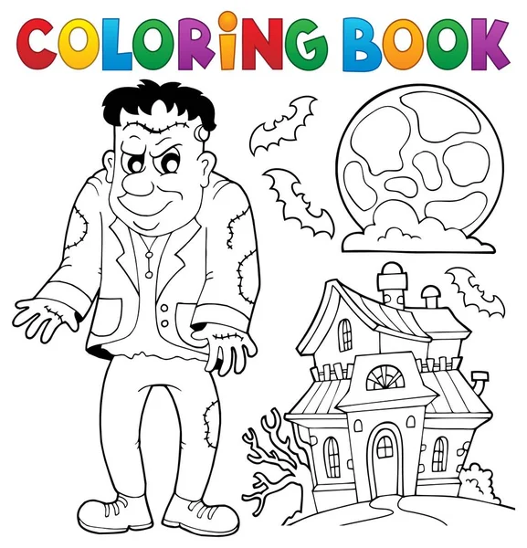 Libro para colorear Frankenstein tema — Vector de stock