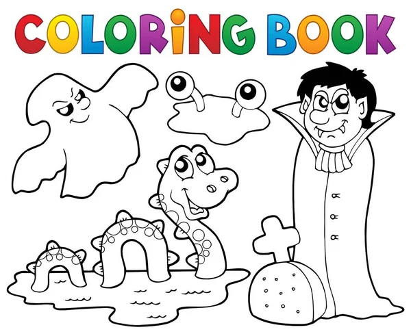 Coloring book monster theme 4 — Stock Vector