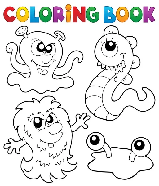 Libro para colorear monstruo tema 3 — Vector de stock