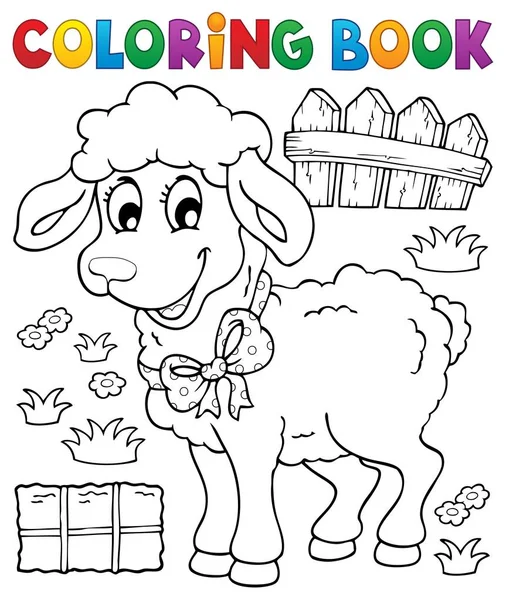Livre à colorier mouton thème 3 — Image vectorielle
