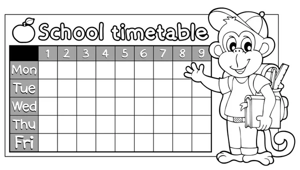 Coloring book timetable topic 6 — Stock Vector