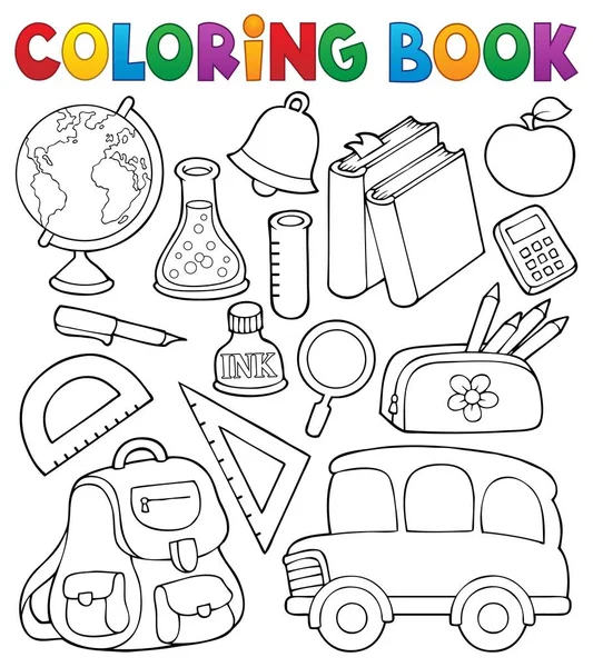 Colorear libros escolares objetos relacionados 1 — Vector de stock