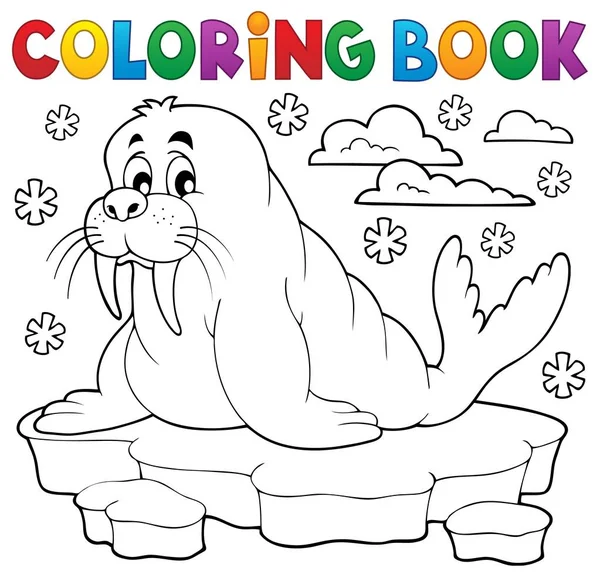 Kolorowanie książki morsa motywu 1 — Wektor stockowy