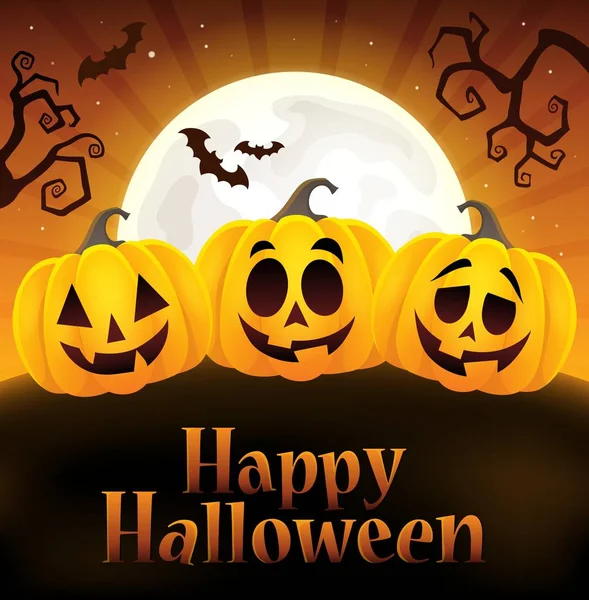 Feliz signo de Halloween con calabazas 4 — Vector de stock