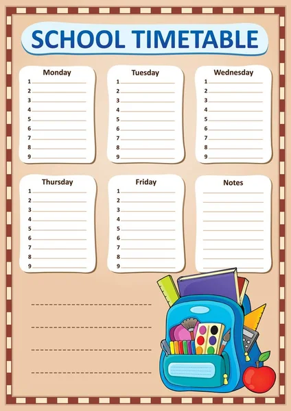 Weekly school timetable design 2 — Stock Vector