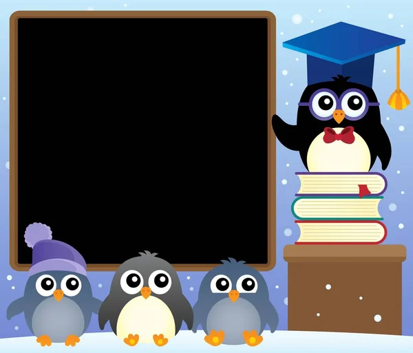 Pingüinos de la escuela tema imagen 2 — Vector de stock