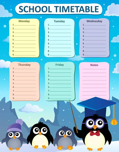 毎週学校のタイム テーブル デザイン 4 — ストックベクタ