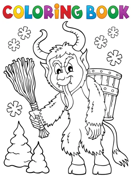 Kleurboek Krampus thema 1 — Stockvector