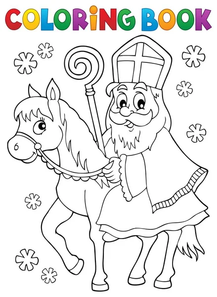 Livro para colorir Sinterklaas a cavalo —  Vetores de Stock