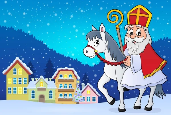 Sinterklaas op paard thema afbeelding 2 — Stockvector