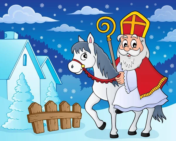 Sinterklaas sobre caballo tema imagen 5 — Archivo Imágenes Vectoriales