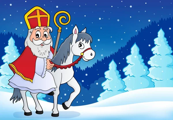 Sinterklaas sobre caballo tema imagen 6 — Archivo Imágenes Vectoriales