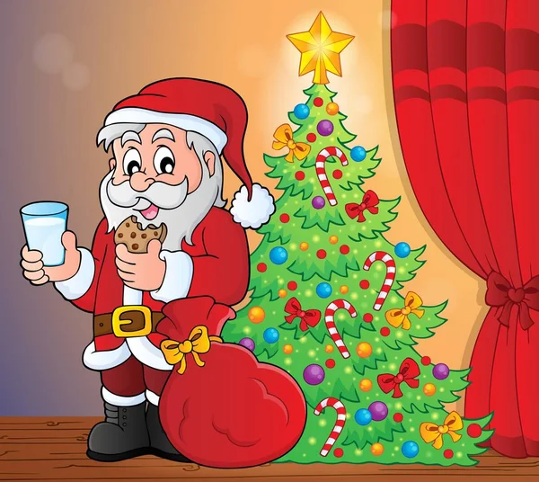 Santa Claus desayuno tema 5 — Vector de stock