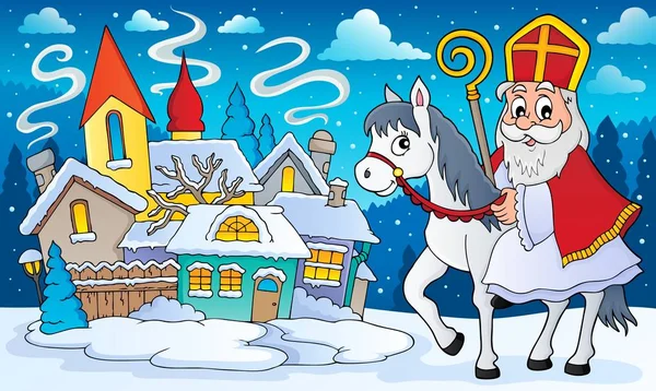 Sinterklaas på häst temabild 8 — Stock vektor