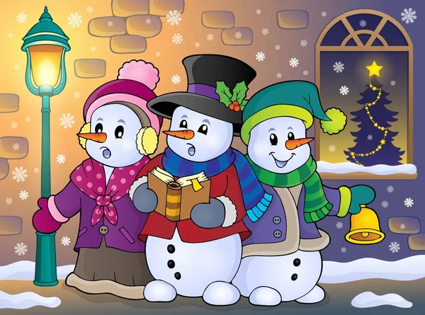 Snowmen carol singers theme image 5 — Stock Vector