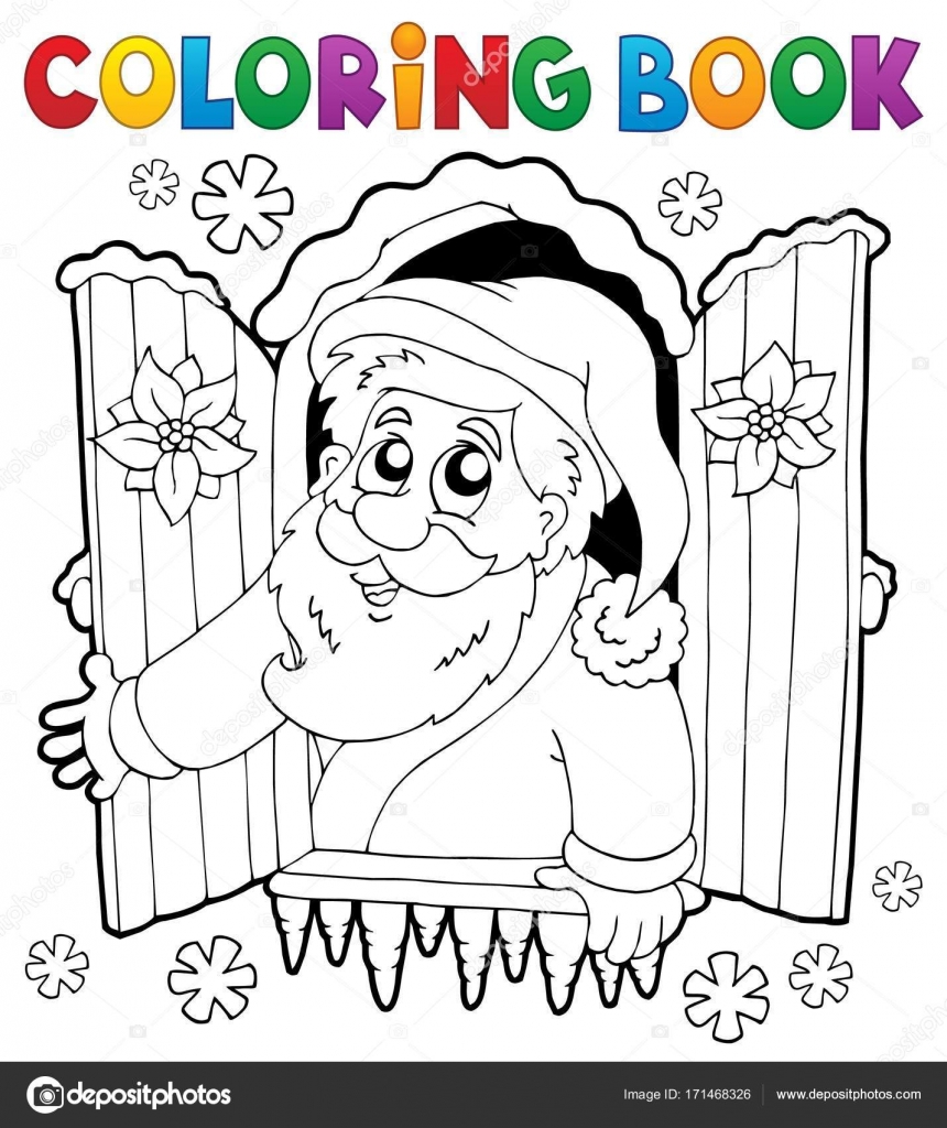 Disegni da colorare libro Babbo Natale tematiche 5 illustrazione di vettore eps10 — Vettoriali di clairev