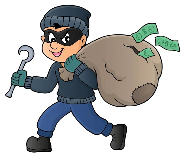 Thief with bag of money theme 1 — Stock Vector