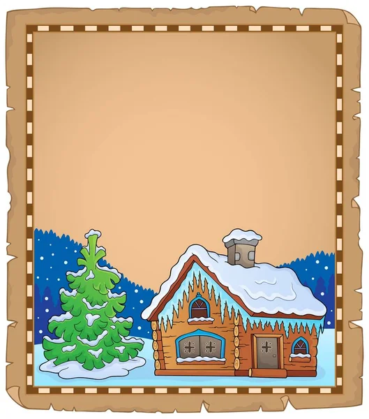 Winter cottage theme parchment 2 — Stock Vector