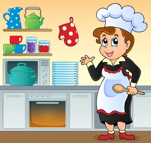 Mujer cocinero tema imagen 1 — Vector de stock