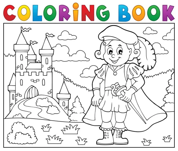 Colorir livro príncipe e castelo 2 —  Vetores de Stock