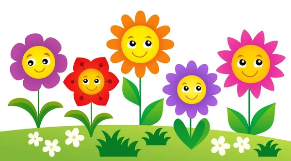 Happy flowers thème image 4 — Image vectorielle