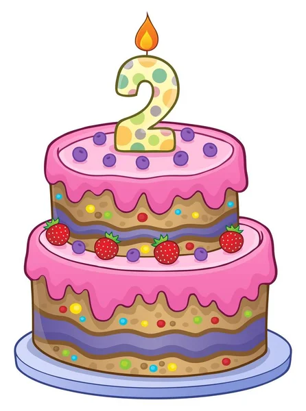 Immagine torta di compleanno per 2 anni — Vettoriale Stock