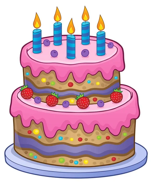 Birthday cake with 5 candles — Stock Vector