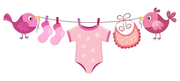 Línea con ropa para niña — Vector de stock