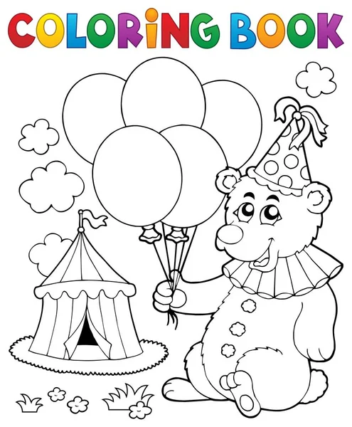 Coloring book bear with balloons — Stock Vector