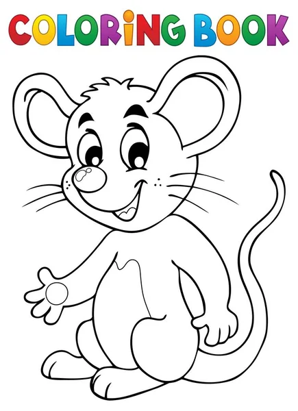 Coloring book happy mouse — Stock Vector