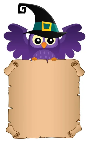 Hibou d'Halloween tenant parchemin thème 2 — Image vectorielle