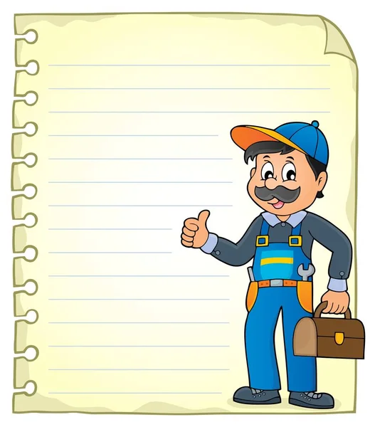 Notepad page with plumber — Stock Vector
