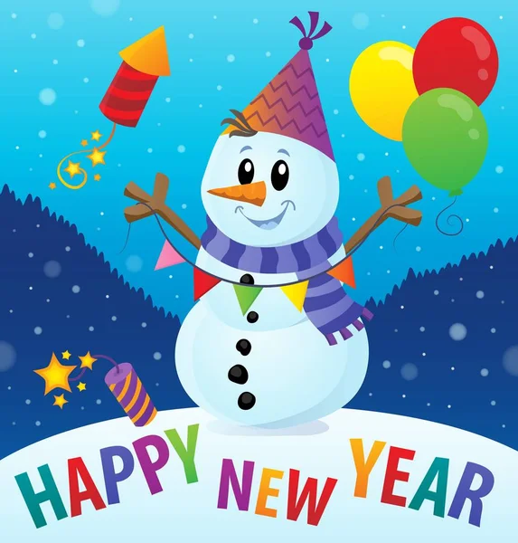 Šťastný nový rok téma s sněhulák 2 — Stockový vektor