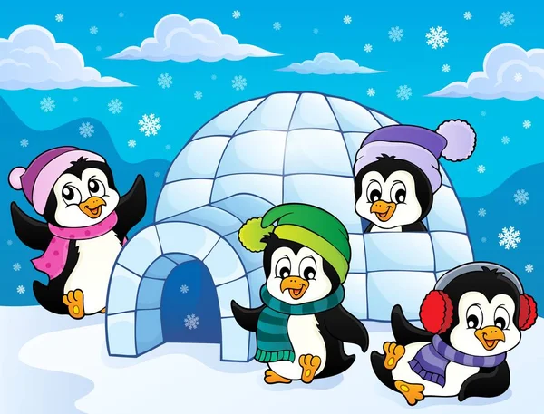 Happy zimě tučňáci téma obrázek 3 — Stockový vektor