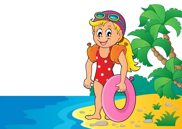 Little girl swimmer image 4 — Stock Vector