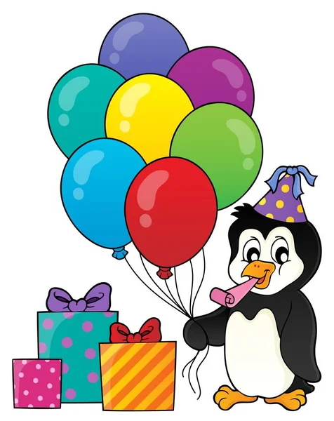 Party penguin téma kép 1 — Stock Vector