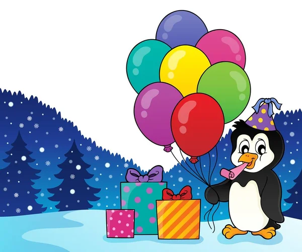 Party penguin téma kép 2 — Stock Vector