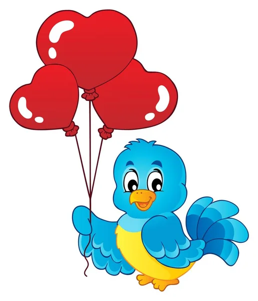 Птах з повітряними кулями у формі серця тема 1 — стоковий вектор