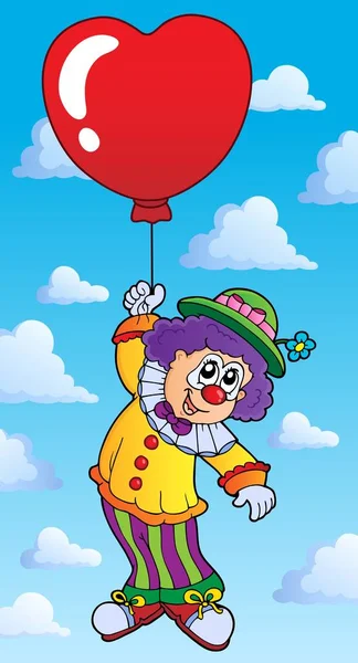 Clown mit herzförmigem Ballon Thema 2 — Stockvektor