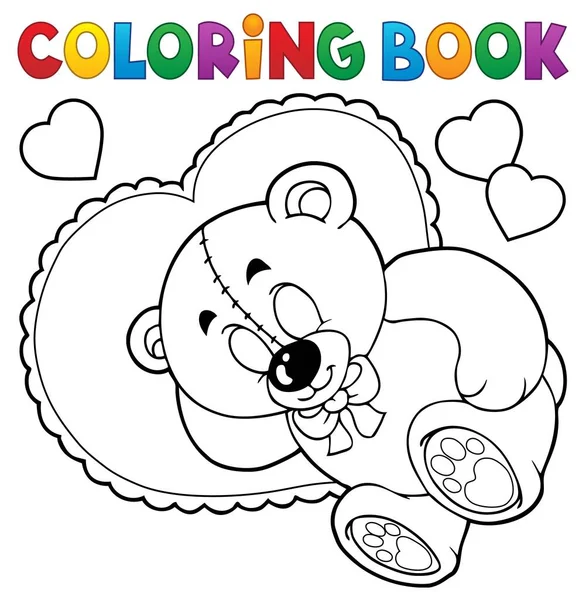 Книга-раскраска Тедди медведя тема 2 — стоковый вектор