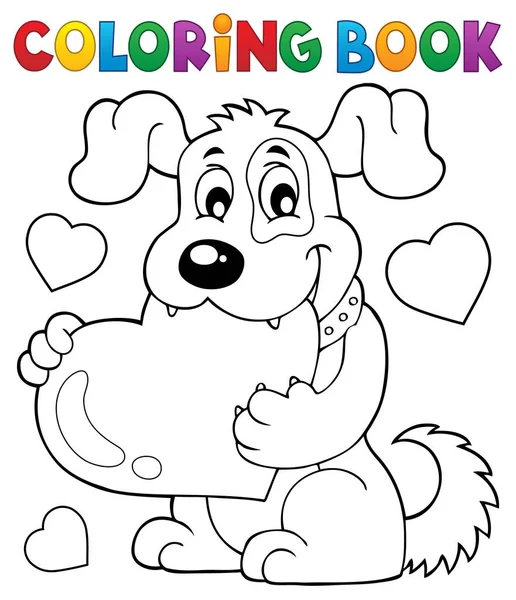 Libro para colorear San Valentín tema del perro 1 — Archivo Imágenes Vectoriales