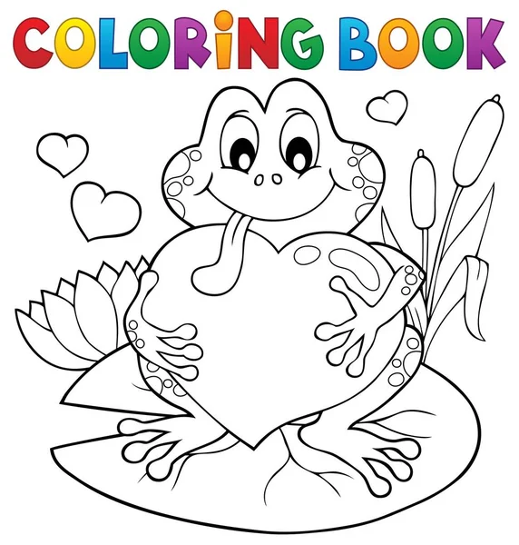 Libro da colorare Rana di San Valentino — Vettoriale Stock