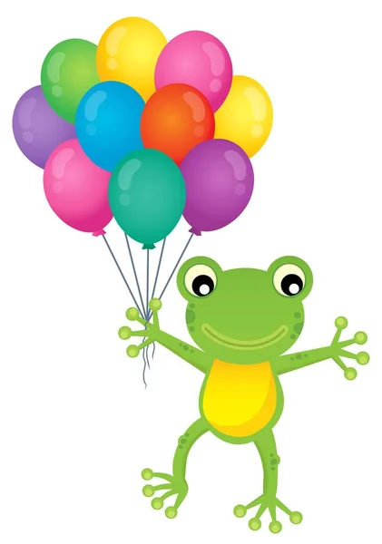 Frosch mit Party-Ballons Thema Bild 1 — Stockvektor